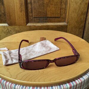 Joy Mangano Fuchsia Animal Print w/Faux Diamonds Framed +1.50 Reading Sunglasses